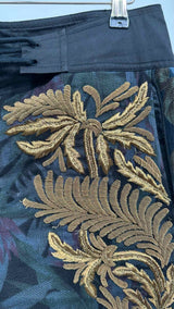 Dries Van Noten Gold Metalic Bullion Wide Embroiderded Shorts