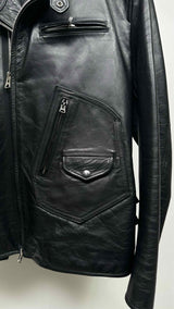Sacai Zip-detailed Layered Leather Riders Jacket