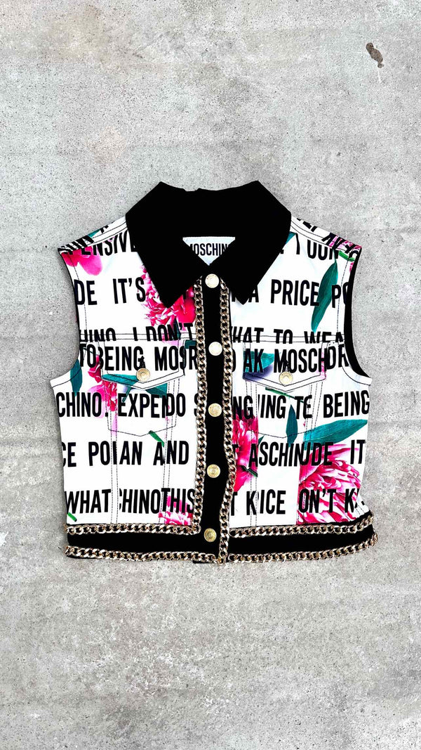 Moschino Couture Cropped Printed Chain Vest