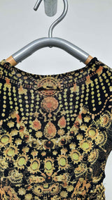 Jean Paul Gaultier L/S Jewelry-printed Mesh Dress