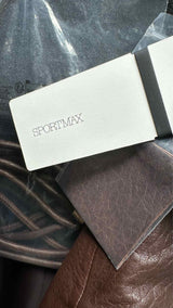 Sportmax Salaggio Funnel-Neck Paneled Hammered Leather Jacket