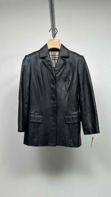 Burberry Tartan-lined Leather Blazer Jacket