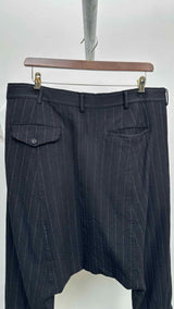 Comme Des Garcons Homme Plus Cropped Drop-Crotch Pin-Stripe Pants