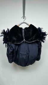 PRADA Re-nylon Shearling Lining Feather Bomber Jacket