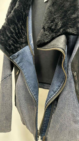 Helmut Lang Fur-collar Dolman Sleeves Hybrit Denim Jacket
