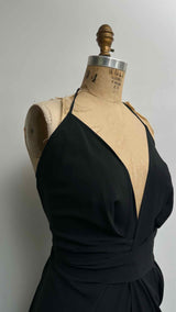 Rick Owens Asymmetrical Wrap Halter-Neck Satin Dress