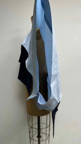 132 5. Issey Miyake L/S Two-tone Boat-neck Asymmetrical Wide Detailed Top