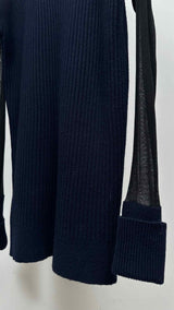 Margiela Long-mesh Sleeve High-neck Rib Knit Dress