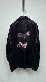 Comme Des Garcons Homme Plus Back-logo Floral Oversized Satin Jacket