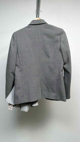 Comme Des Garcons Houndsthooth Ruffle-detailed Blazer Jacket