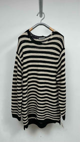 Yohji Yamamoto Pour Homme Border Asymmetrical Round Neck Sweater