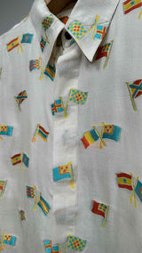 Gianni Versace Flag Embroidered Silk Shirt