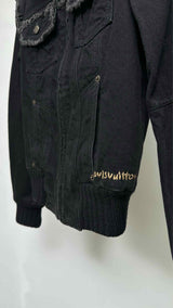 Louis Vuitton Fringed-seam Leopard-fur-collar Quilted-lined Denim Jacket