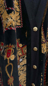 LOEWE Baroque-pattened Velvet-hybrid Cardigan