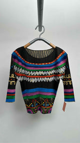 Pleats Please Firework Tribal Print Pleated Top