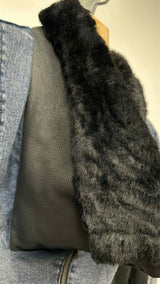 Helmut Lang Fur-collar Dolman Sleeves Hybrit Denim Jacket
