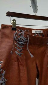 Charlotte Knowles Lace-up Detailed Leather Pants