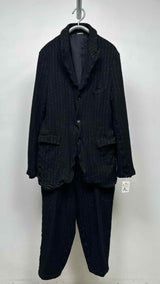 Comme Des Garcons Homme Plus Reflective Pin-stripe Boiled-wool Suits