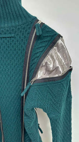 Jean Paul Gaultier X Sacai Multi-zip Detailed High-neck Cable Sweater