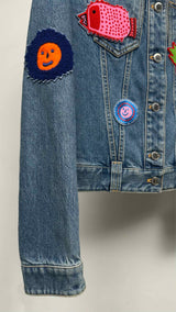 Louis Vuitton X Kusama Yayoi Faces Leather-patch Denim Jacket