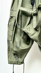 Junya Watanabe MAN X Jean Michel Basquiat Printed Cropped Suspender Pants