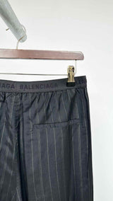 Balenciaga Elastic Logo-waist Docking Stripe Wide Easy Pants
