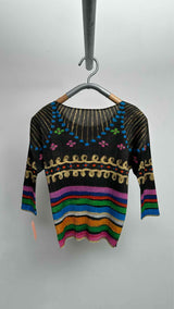 Pleats Please Firework Tribal Print Pleated Top