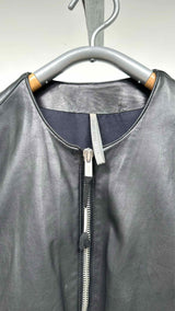 Silent Damir Doma Collar-less Leather Bomber Jacket
