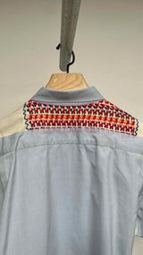 Comme Des Garcons Shirt Embroidered-shoulder Wavy-stripe Shirt