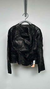 Acne Studios Crinkled Collar-less Leather Jacket