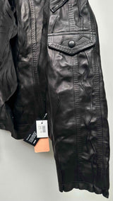 Acne Studios Crinkled Collar-less Leather Jacket
