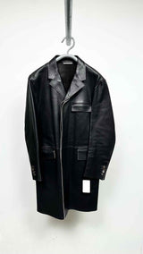 Thom Browne Trimmed Leather Coat