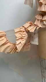Roberts Wood S/S Hand-wrinkled Mesh Ruffle T-shirt Dress