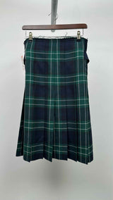 Black Comme Des Garçons Belted Pleated Check Skirt