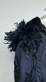 PRADA Re-nylon Shearling Lining Feather Bomber Jacket