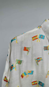 Gianni Versace Flag Embroidered Silk Shirt