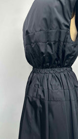 PRADA N/S Logo-applique Renylon Midi Dress
