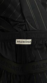 Balenciaga Elastic Logo-waist Docking Stripe Wide Easy Pants