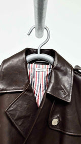 Men's Thom Browne Metal Button Leather Trench Coat