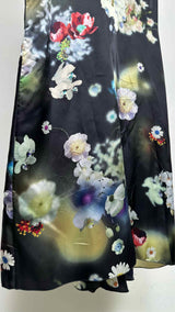 Calvin Klein Collection N/S Chain-cage-deatiled Floral Satin Dress