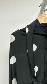 Balenciaga L/S Polka-dot Pussy-bow Blouse
