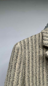 Acne Studios Leather Elbow-patch Stripe Wool Coat
