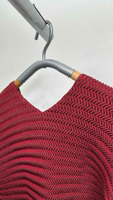 Issey Miyake H/S V-neck Wavy-pleated Long Top