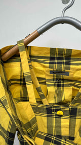 Issey Miyake Off-shoulder Stopped Layered Plaid Shirt