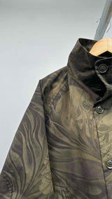 Yohji Yamamoto Pour Homme Leaf-graphic Peach-skin Coat