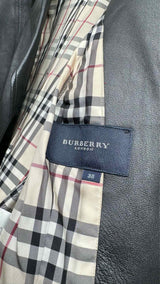 Burberry Tartan-lined Leather Blazer Jacket
