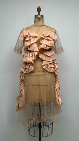 Roberts Wood S/S Hand-wrinkled Mesh Ruffle T-shirt Dress