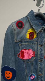 Louis Vuitton X Kusama Yayoi Faces Leather-patch Denim Jacket