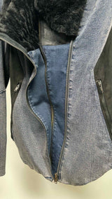 Helmut Lang Fur-collar Dolman Sleeves Hybrit Denim Jacket