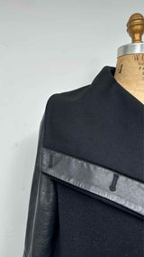 Helmut Lang Leather-htbrid Wool Over Coat